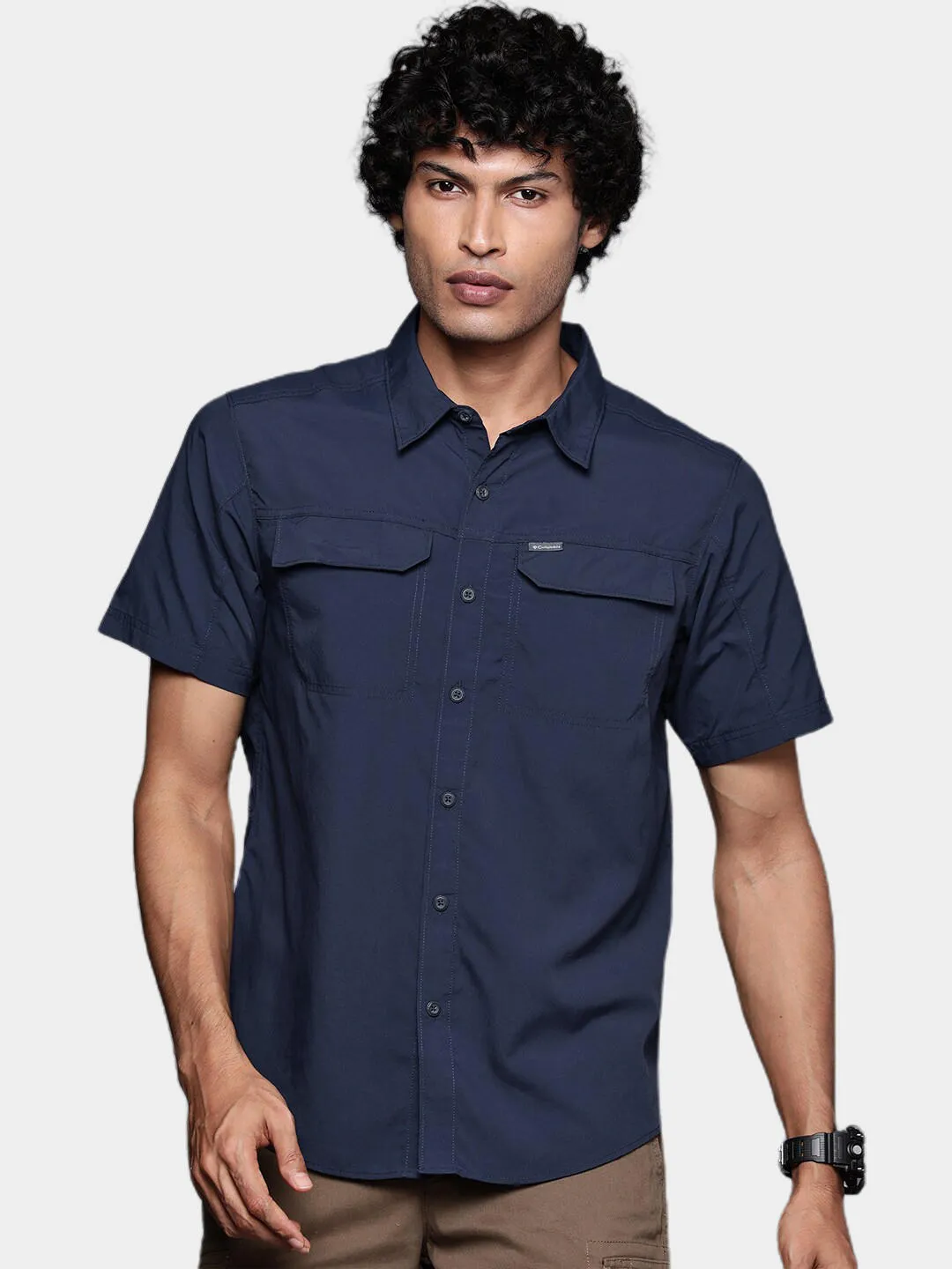 Columbia Men Blue Omni-Wick Silver Ridge 2.0 Short Sleeve Shirt