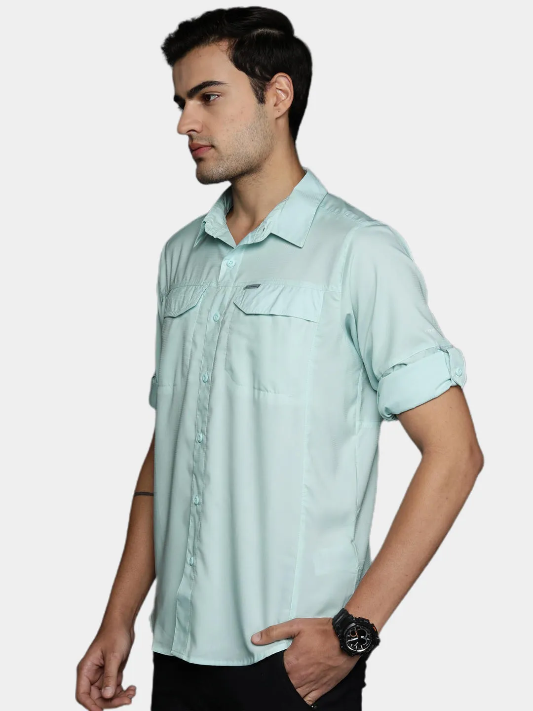 Columbia Men Blue Omni-Wick Silver Ridge Lite Long Sleeve Shirt