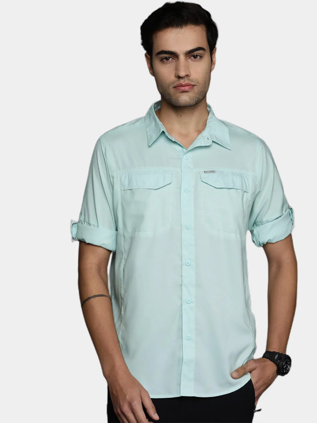 Columbia Men Blue Omni-Wick Silver Ridge Lite Long Sleeve Shirt