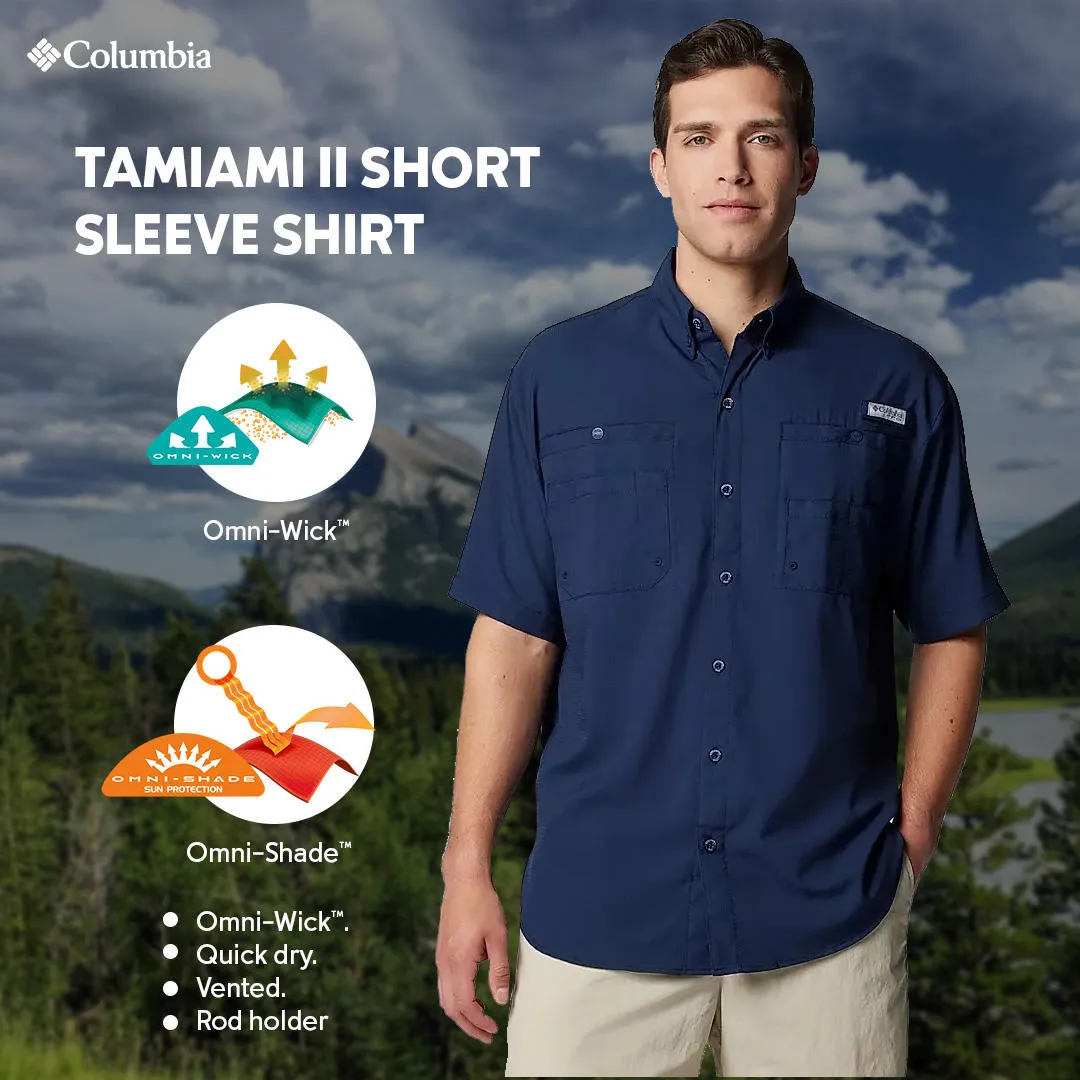 Columbia Men Blue Omni-Wick Tamiami II Short Sleeve Shirt