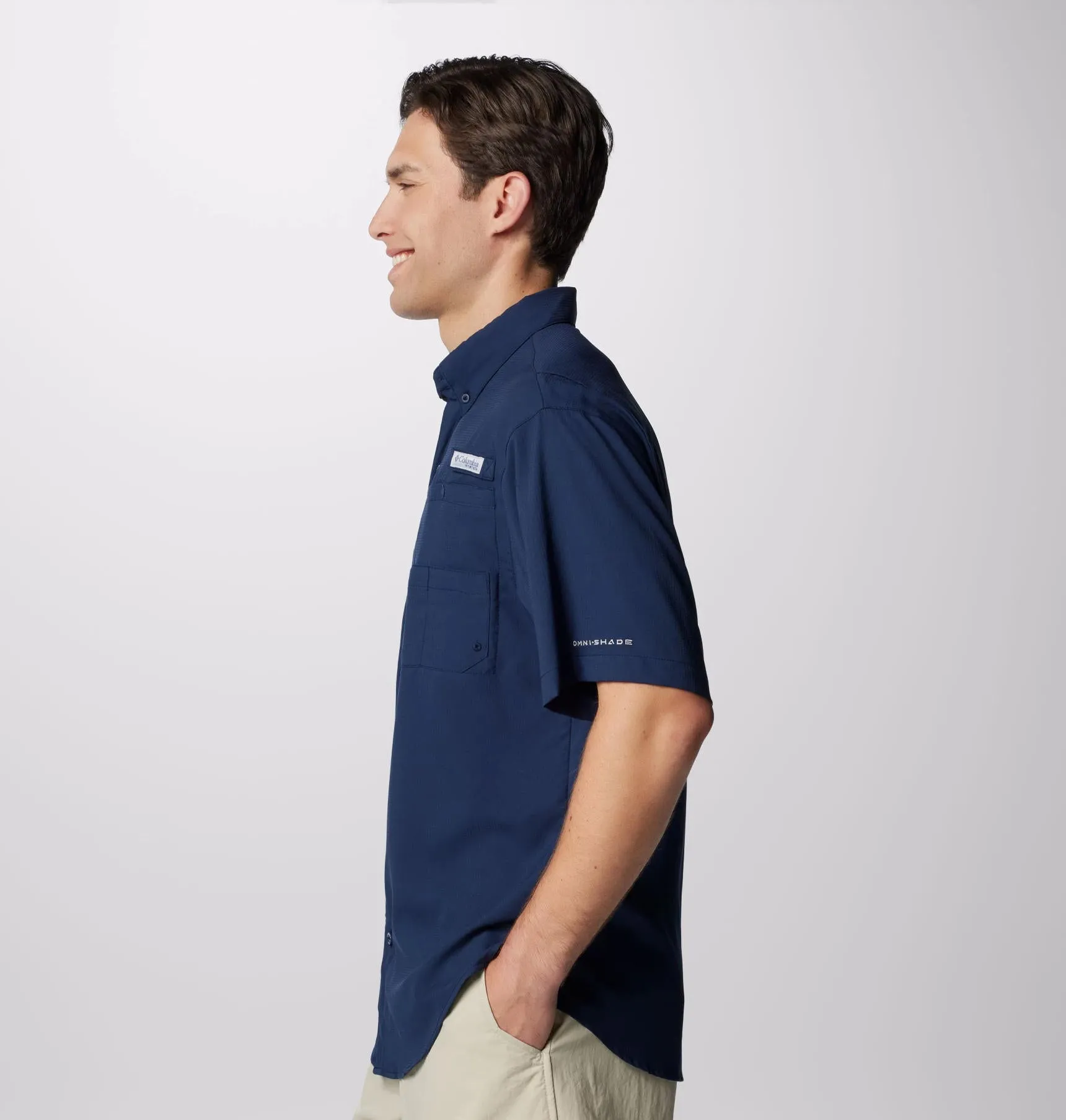 Columbia Men Blue Omni-Wick Tamiami II Short Sleeve Shirt