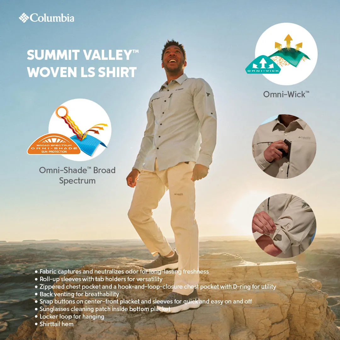 Columbia Men Brown Omni-Shade Summit Valley Woven Long Sleeve Shirt