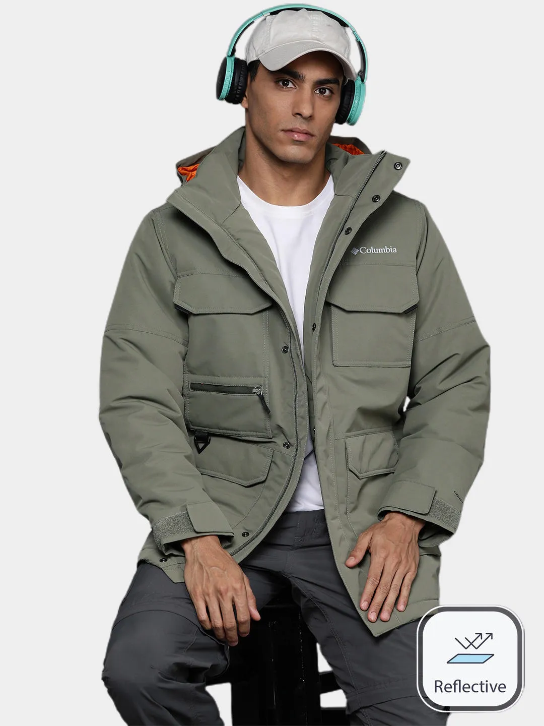 Columbia Men Green Omni-Heat Infinity Landroamer Parka Parka Jacket