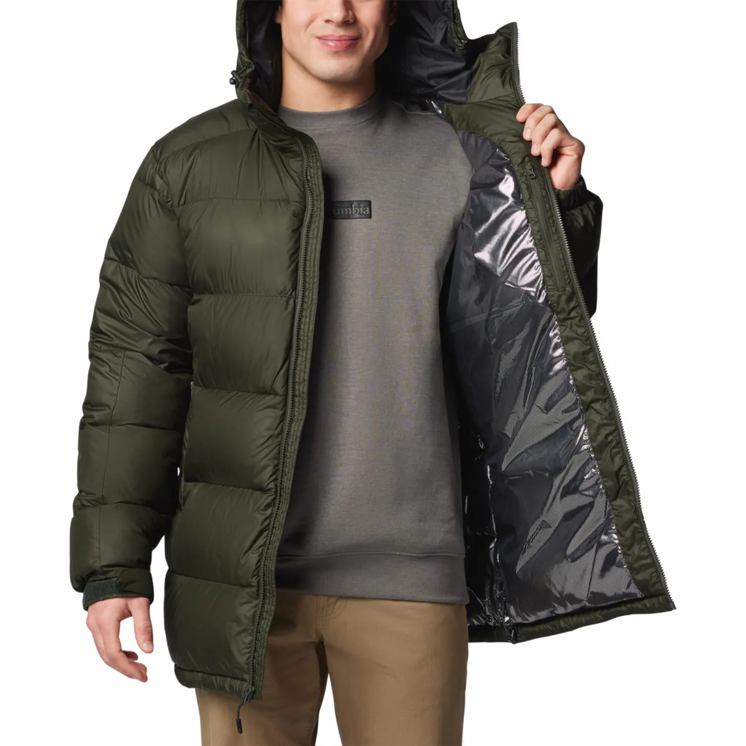 Columbia Men Green Omni-Heat Reflective Pike Lake Parka Parka Jacket