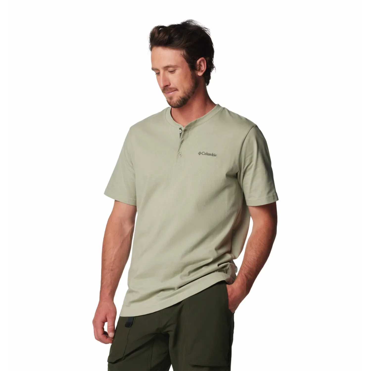 Columbia Men Green Omni-Shade LandroamerHenley II Tshirt