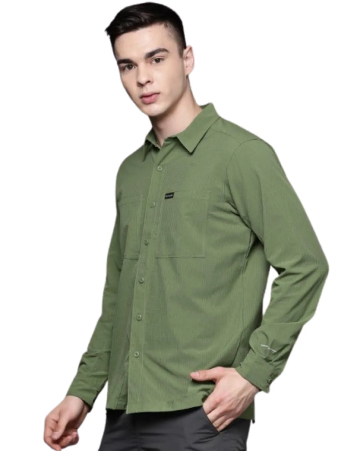 Columbia Men Green Omni-Wick Black Mesa LW Long Sleeve Shirt