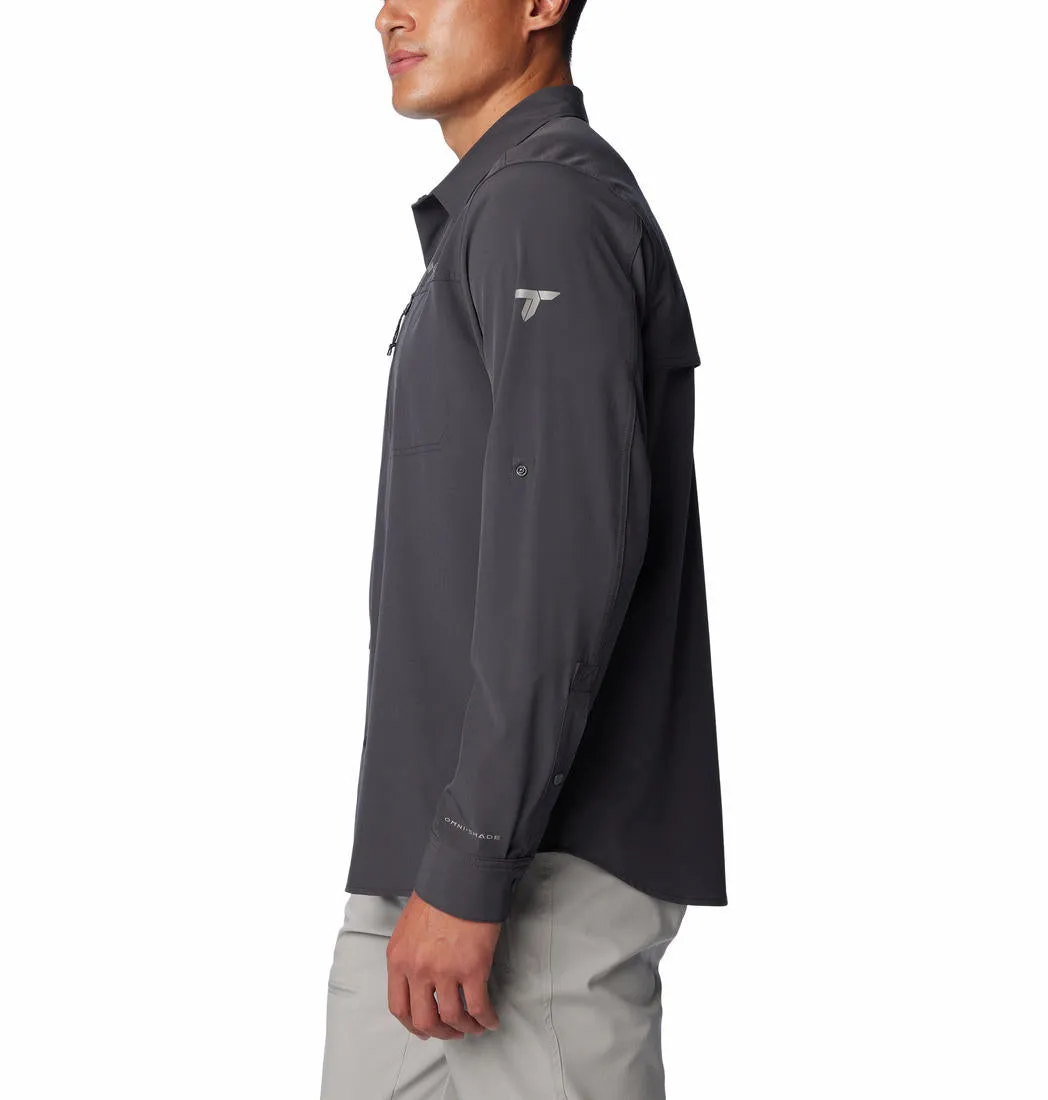 Columbia Men Grey Omni-Shade Summit Valley Woven Long Sleeve Shirt