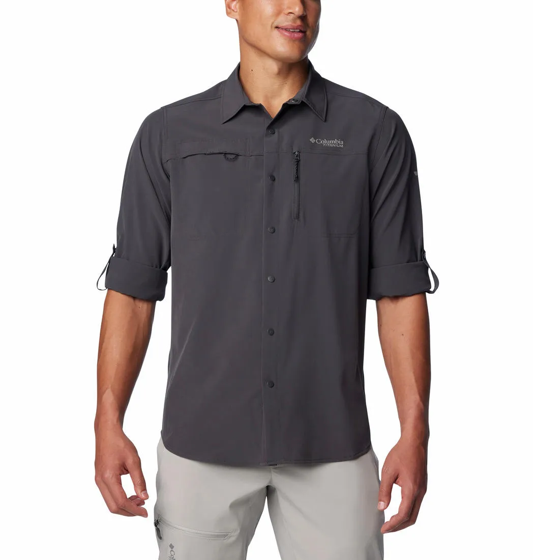 Columbia Men Grey Omni-Shade Summit Valley Woven Long Sleeve Shirt