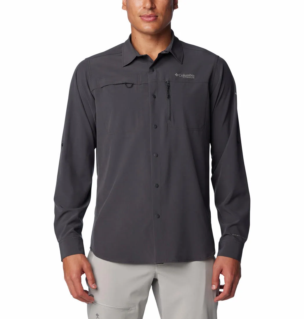 Columbia Men Grey Omni-Shade Summit Valley Woven Long Sleeve Shirt