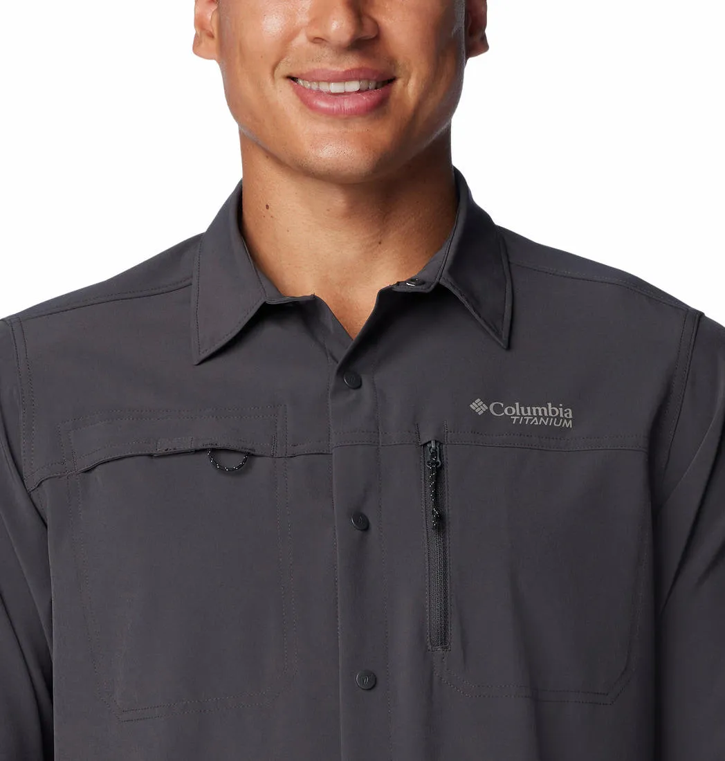 Columbia Men Grey Omni-Shade Summit Valley Woven Long Sleeve Shirt