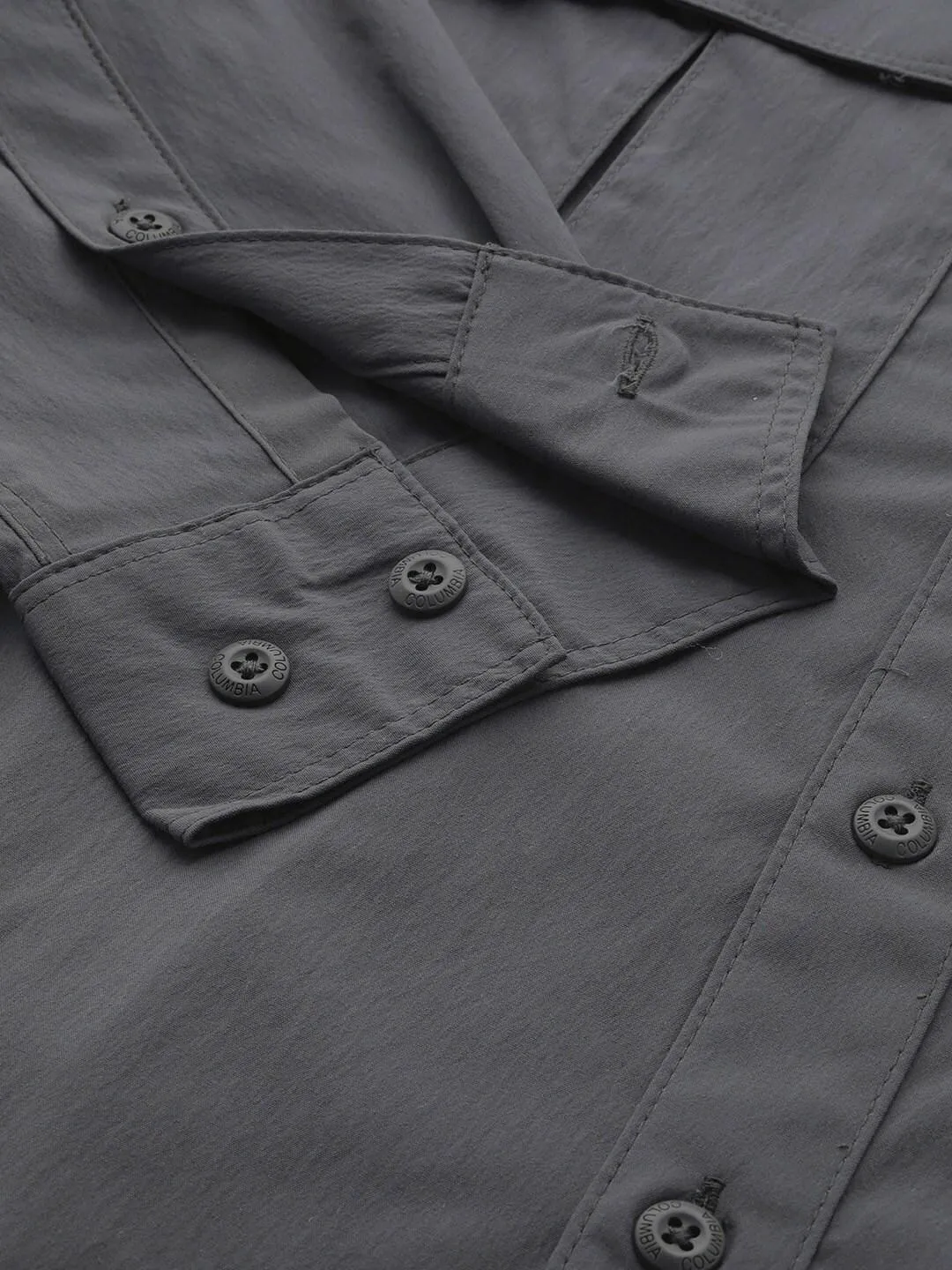 Columbia Men Grey Omni-Shield Newton Ridge II Long Sleeve Shirt