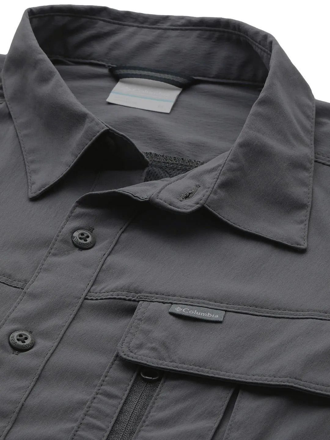 Columbia Men Grey Omni-Shield Newton Ridge II Long Sleeve Shirt