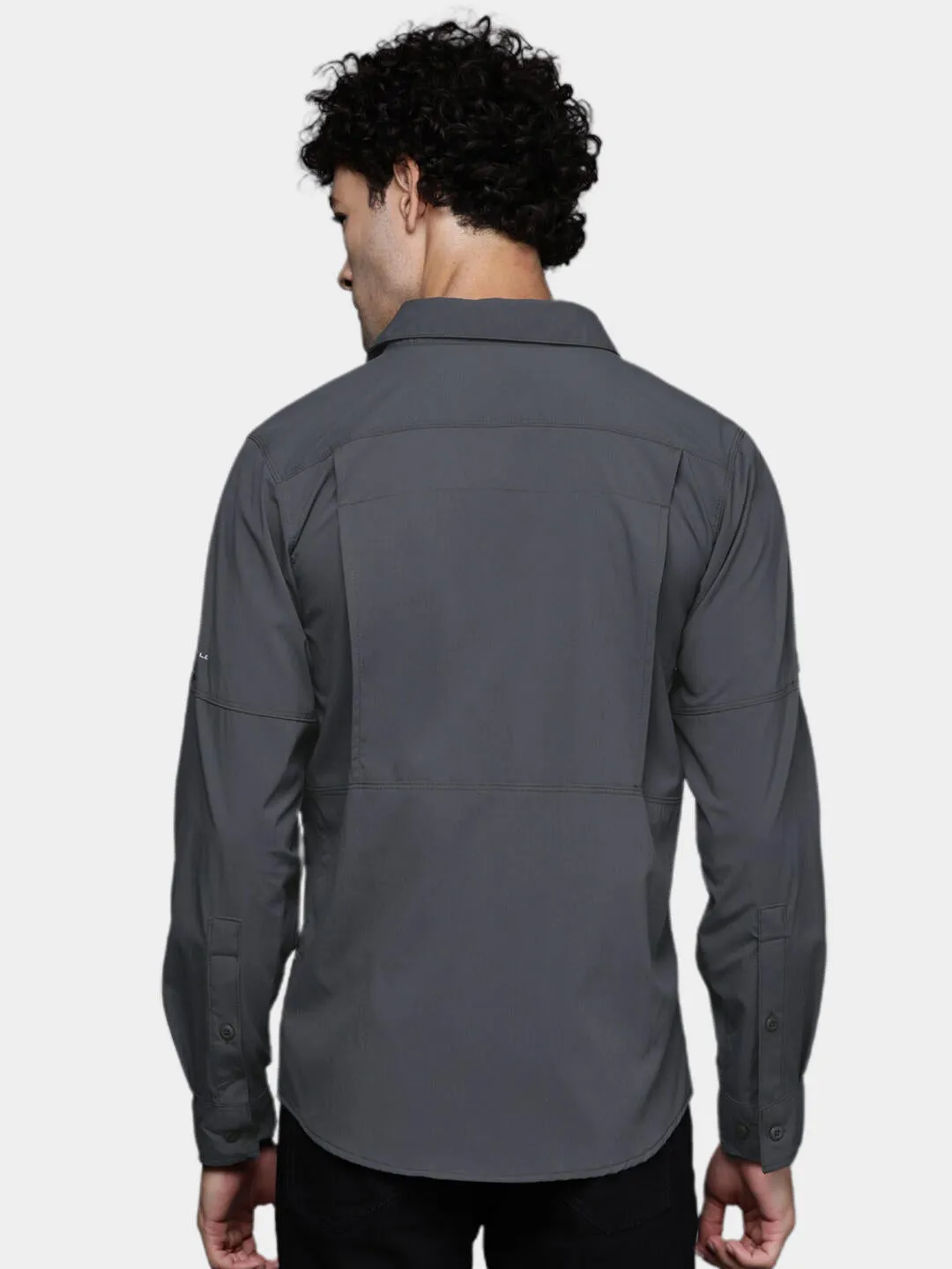 Columbia Men Grey Omni-Shield Newton Ridge II Long Sleeve Shirt