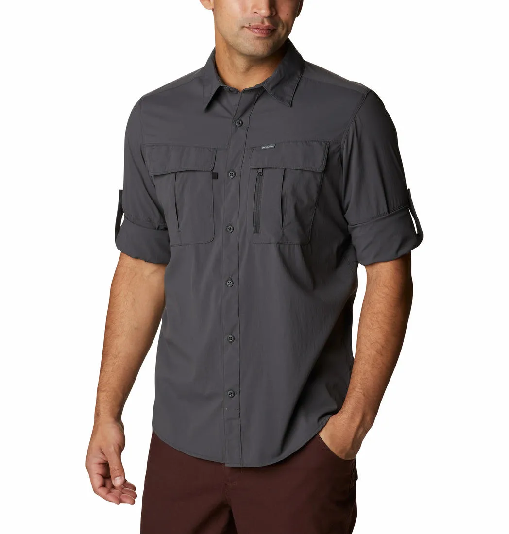 Columbia Men Grey Omni-Shield Newton Ridge II Long Sleeve Shirt