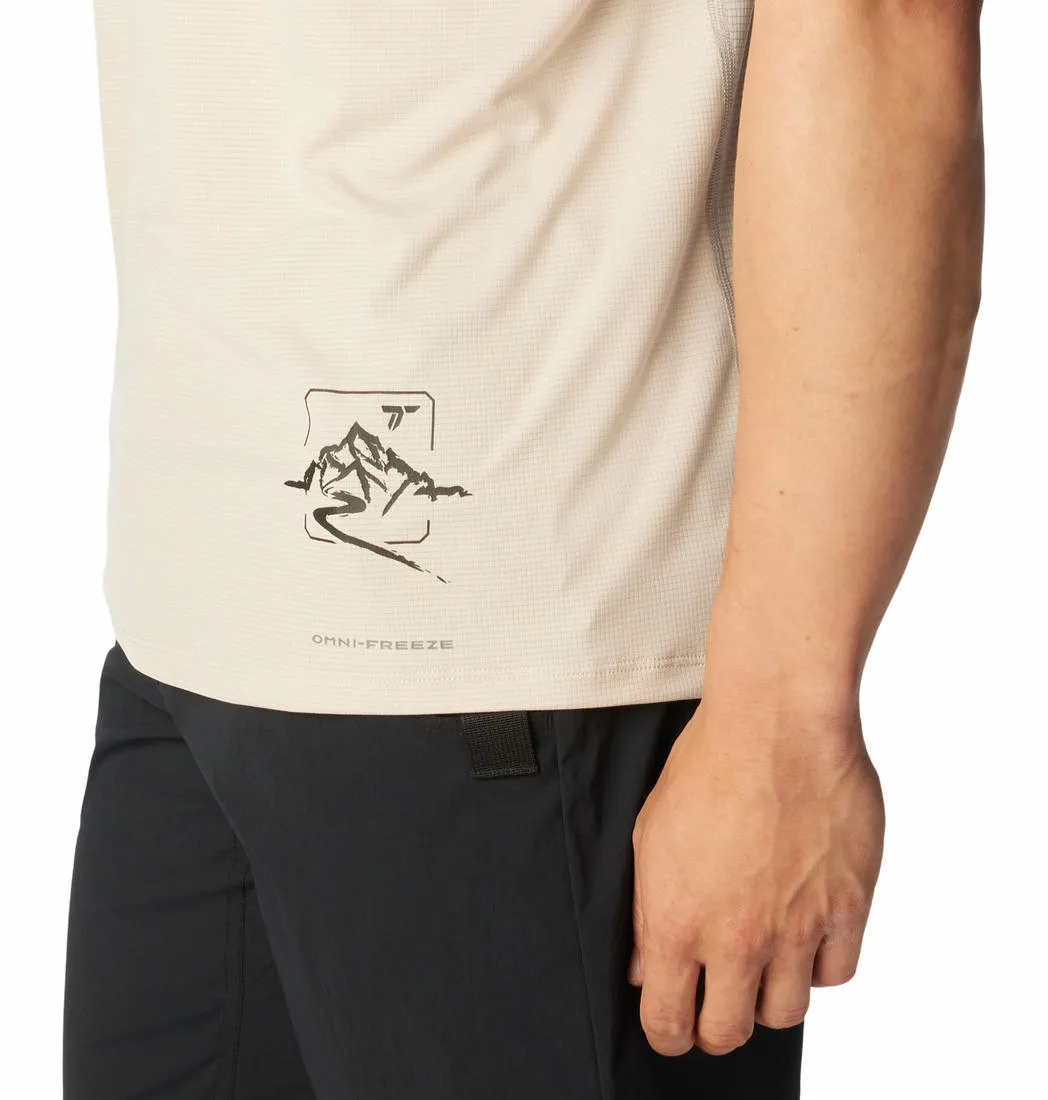 Columbia Men Grey Omni-Wick Cirque River Graphic Crew Tshirt