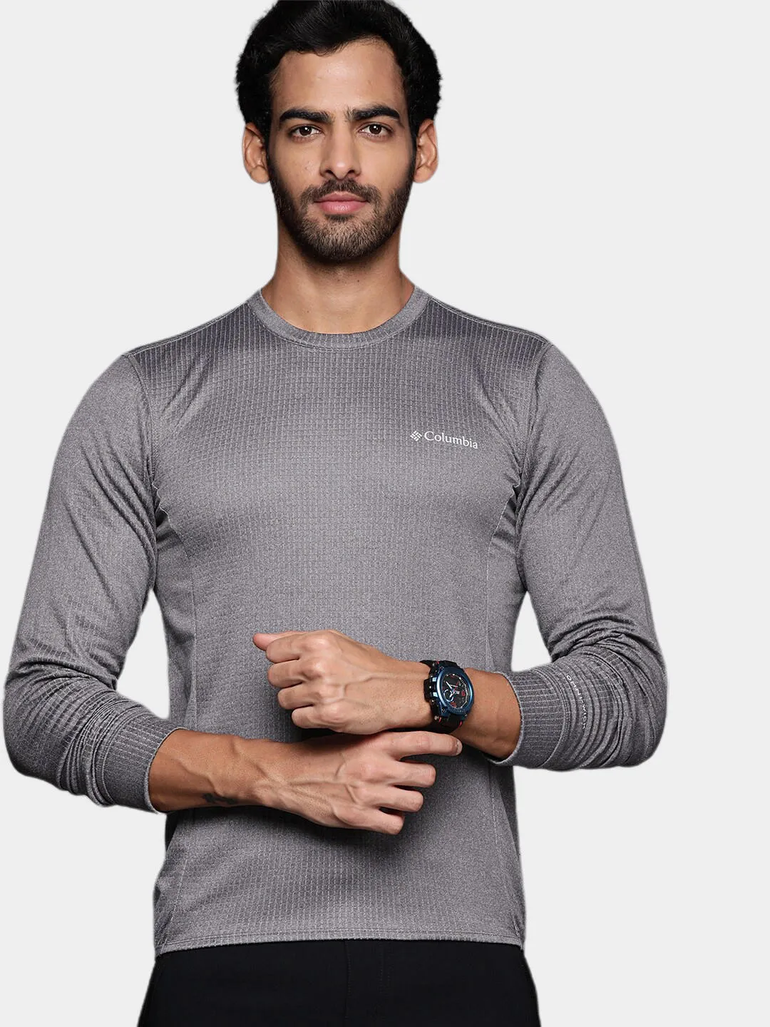 Columbia Men Grey Omni-Wick Park View Crew Fleece Jacket