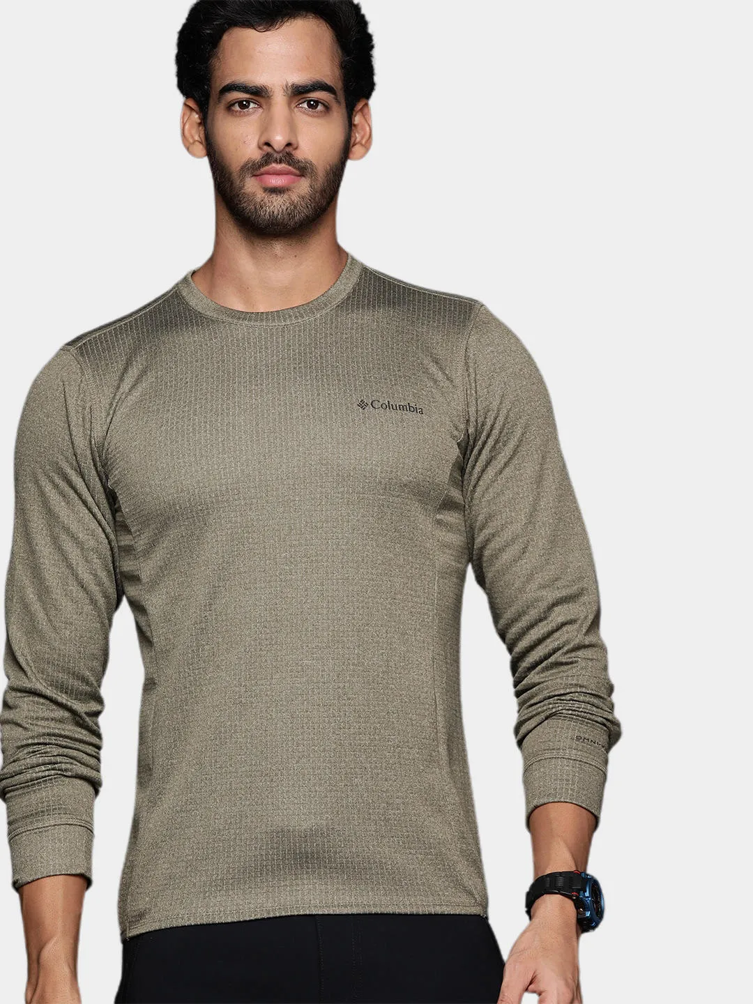 Columbia Men Olive Omni-Wick Park View Crew Fleece Jacket
