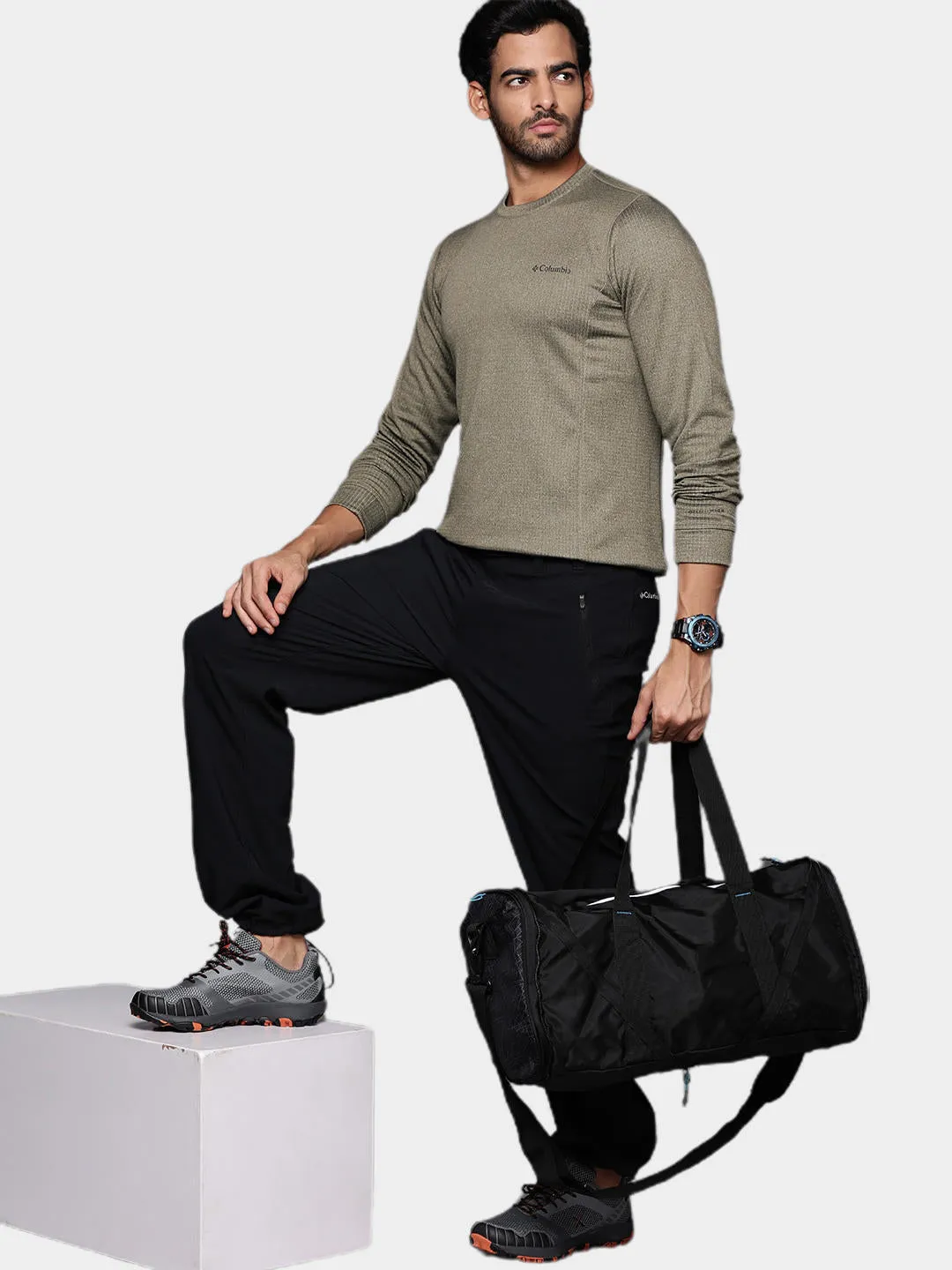 Columbia Men Olive Omni-Wick Park View Crew Fleece Jacket