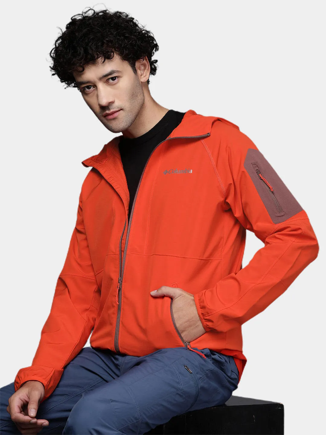 Columbia Men Orange Omni-Shield Tall Heights Hooded Softshell Jacket