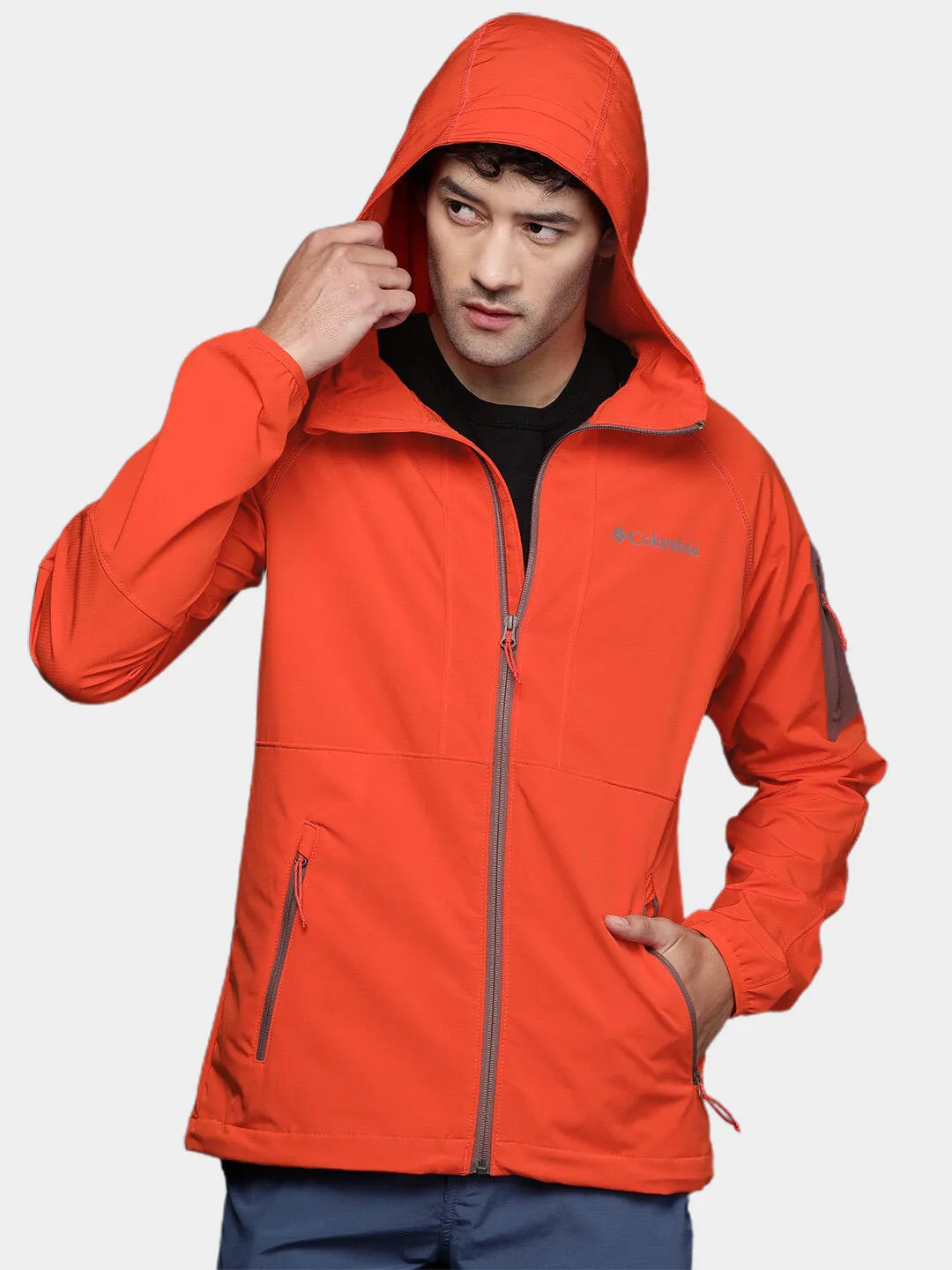 Columbia Men Orange Omni-Shield Tall Heights Hooded Softshell Jacket