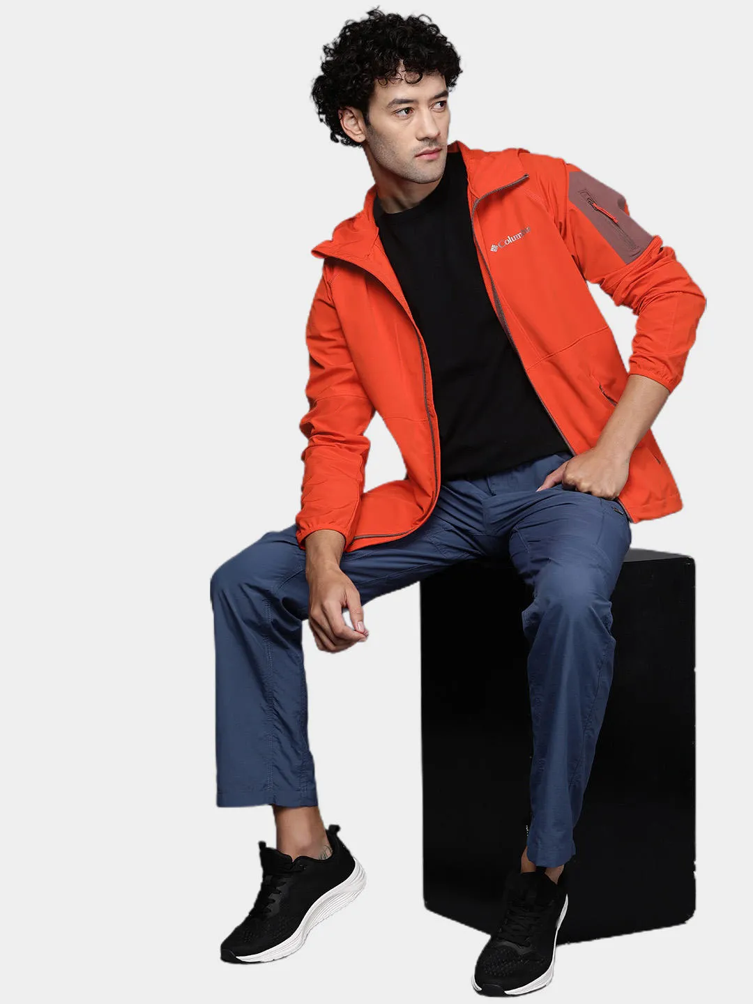 Columbia Men Orange Omni-Shield Tall Heights Hooded Softshell Jacket