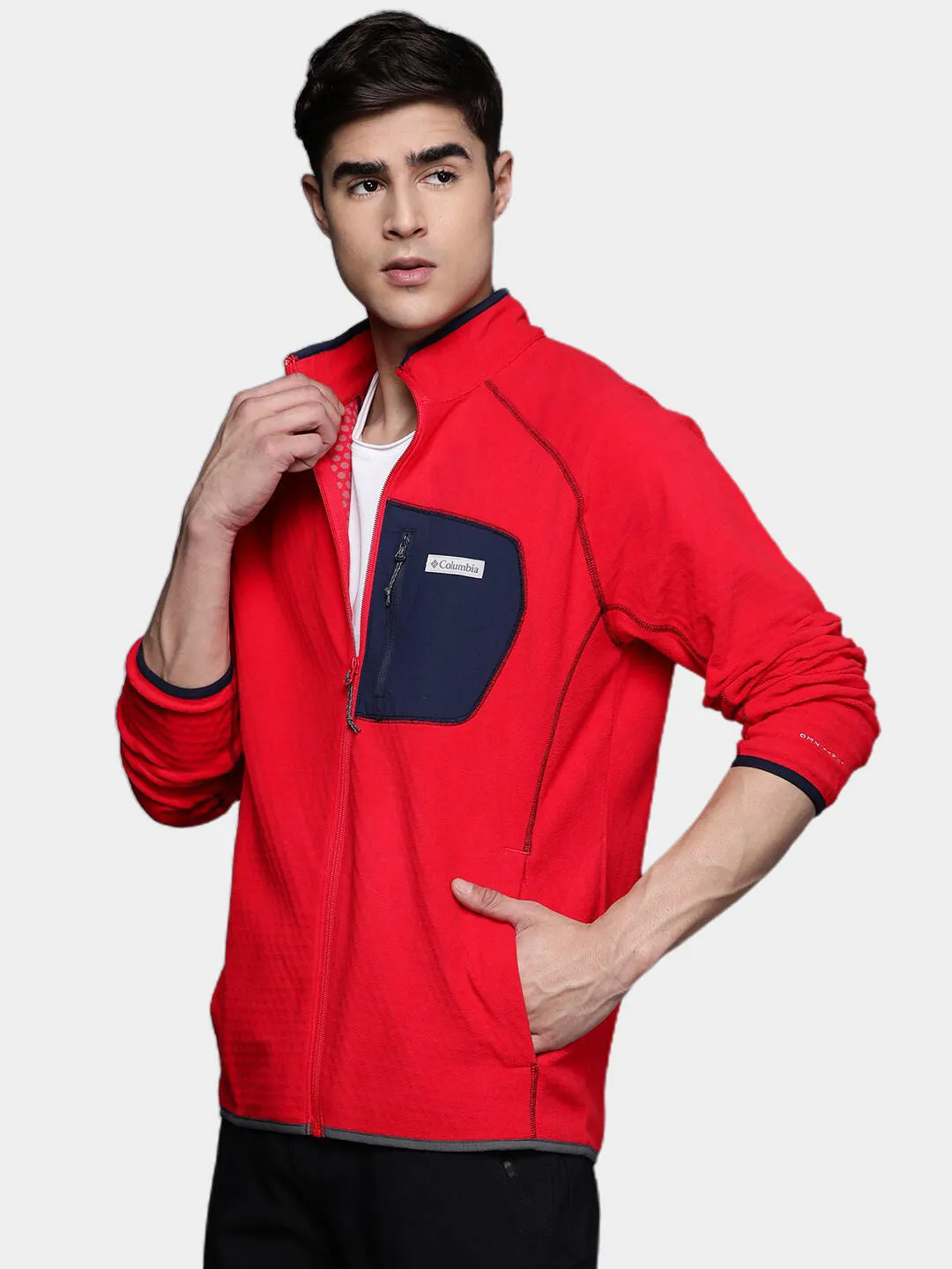 Columbia Men Red Omni-Heat Helix M Outdoor Tracks Fleece Jacket