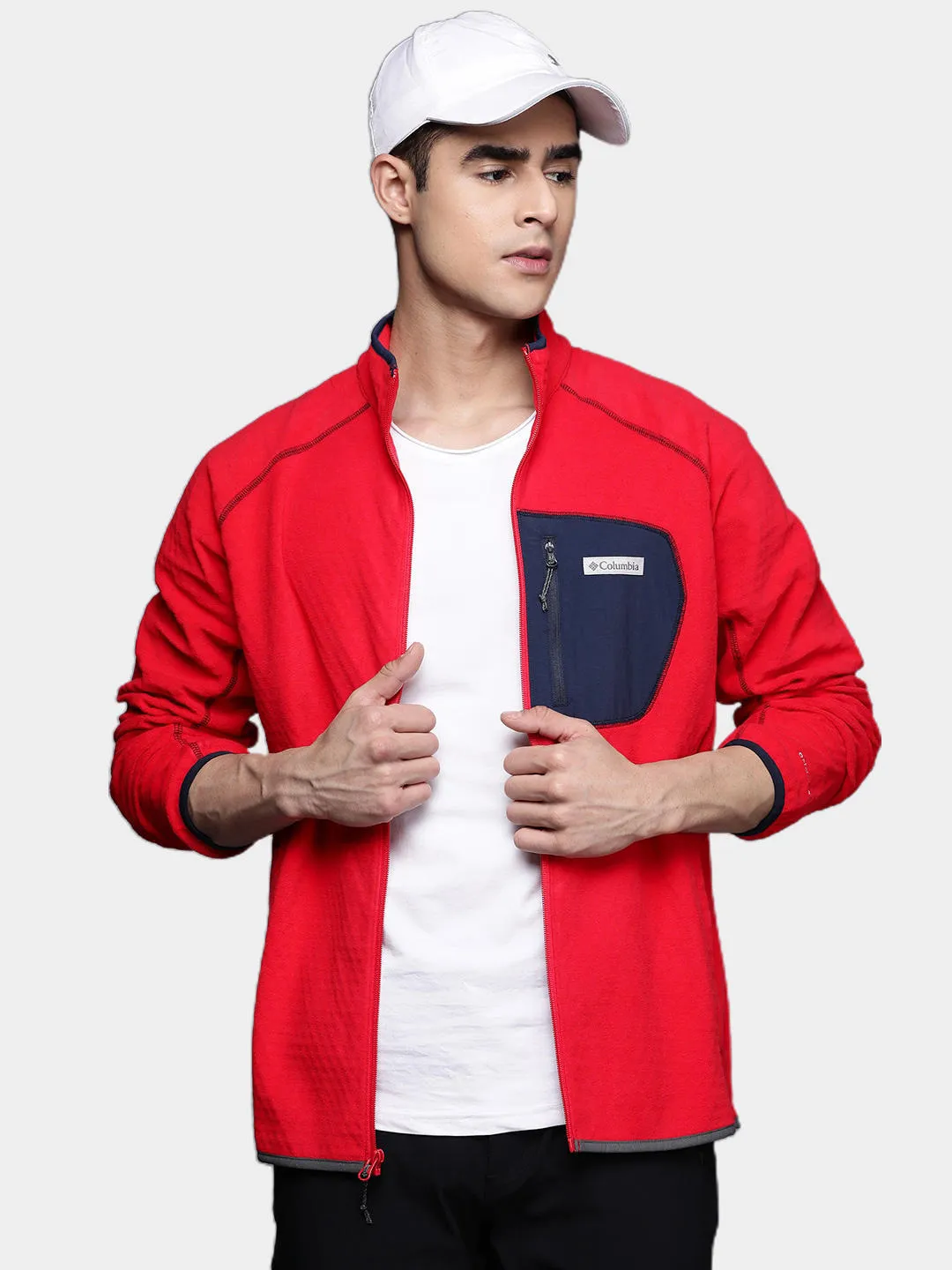 Columbia Men Red Omni-Heat Helix M Outdoor Tracks Fleece Jacket