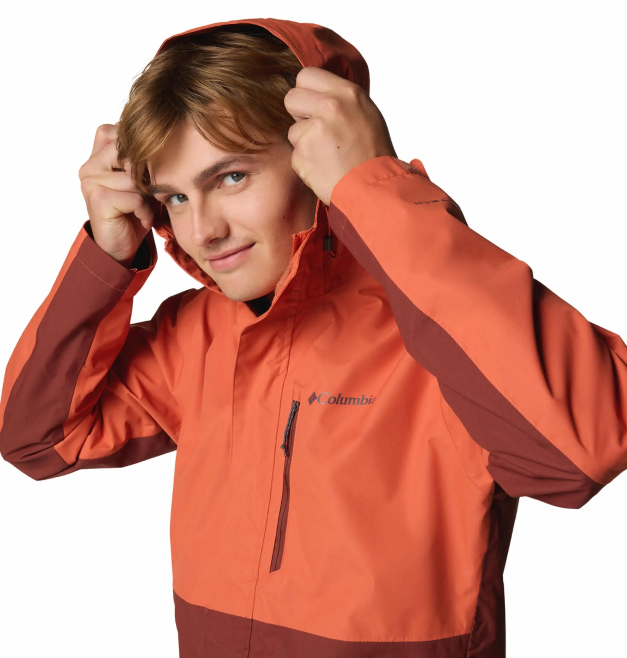 Columbia Men Red Omni-Tech Hikebound II Waterproof Rain Jacket