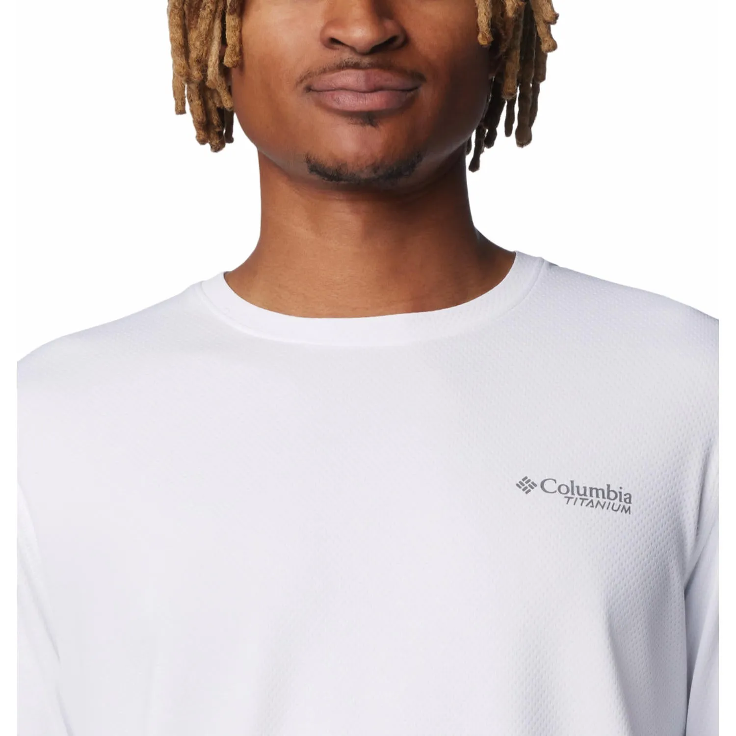 Columbia Men White Omni-Shade Summit Valley Crew Tshirt