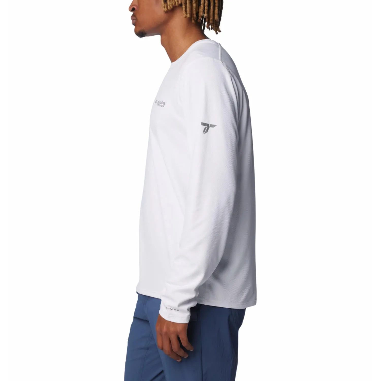 Columbia Men White Omni-Shade Summit Valley Crew Tshirt