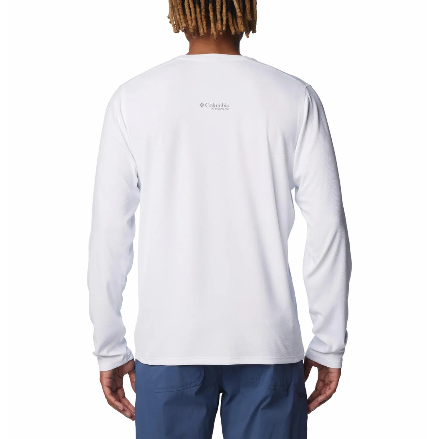 Columbia Men White Omni-Shade Summit Valley Crew Tshirt
