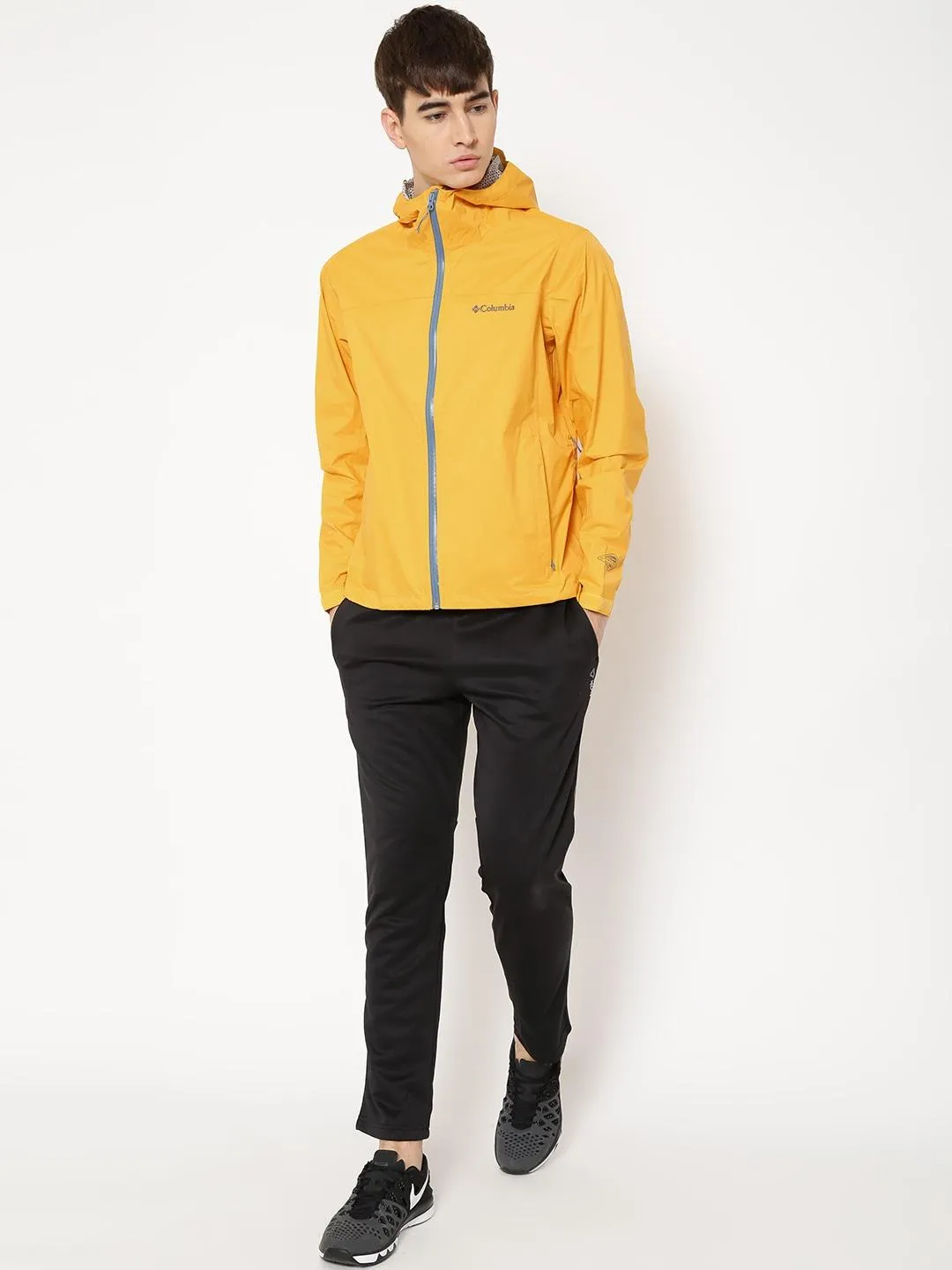 Columbia Men Yellow Omni-Wick EvaPOURation Waterproof Rain Jacket