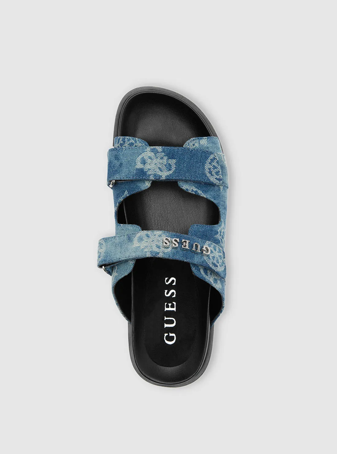 Denim Fabulon Chunky Slide Sandals Guess