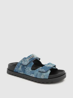 Denim Fabulon Chunky Slide Sandals Guess