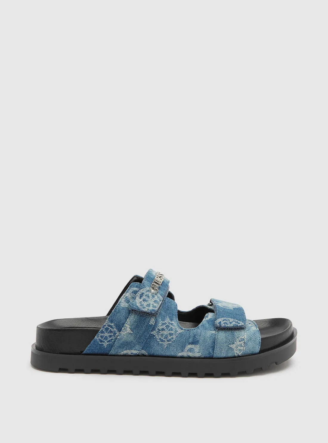 Denim Fabulon Chunky Slide Sandals Guess