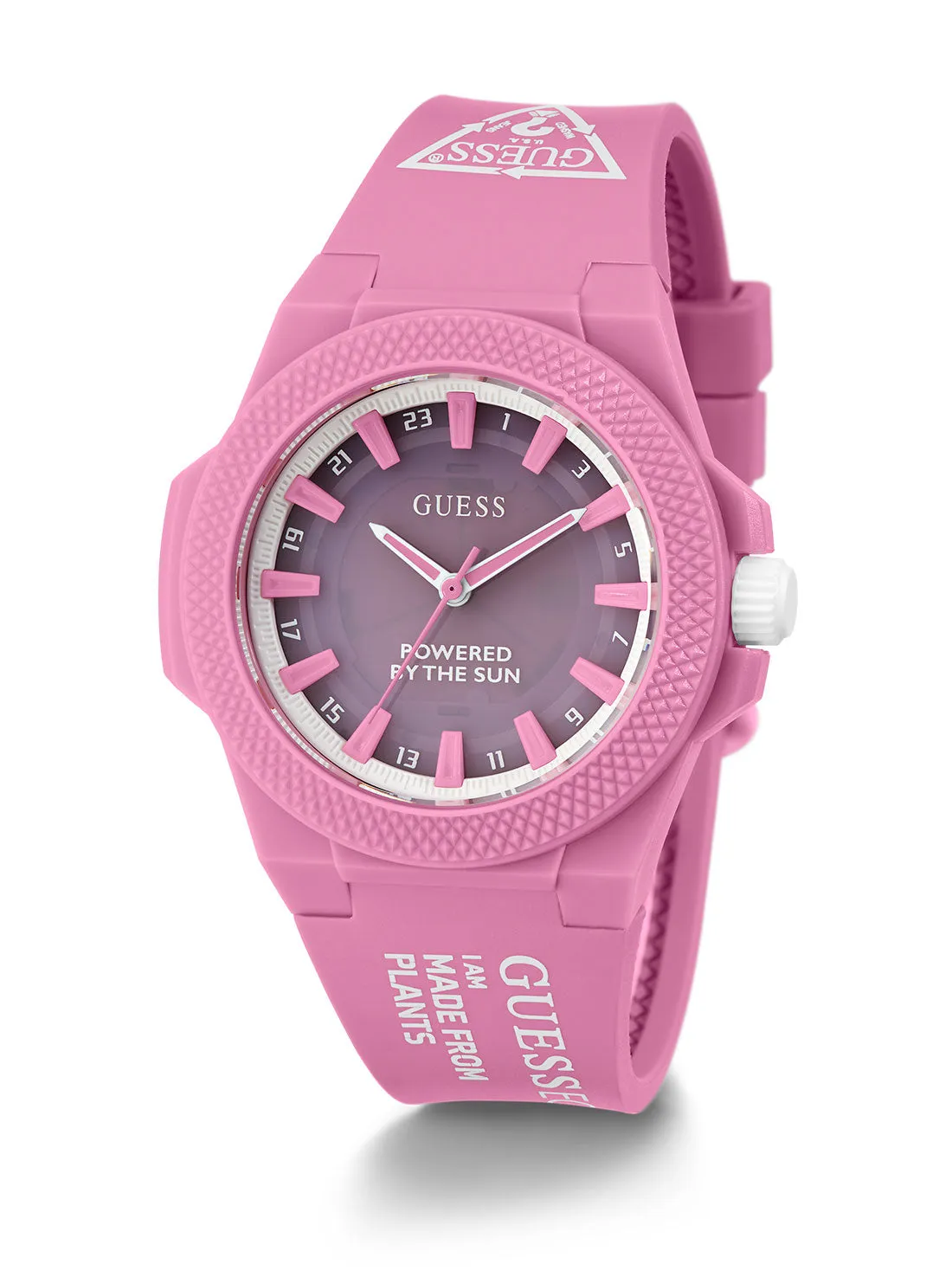 Eco Pink Outspoken Solar Nylon Watch Guess