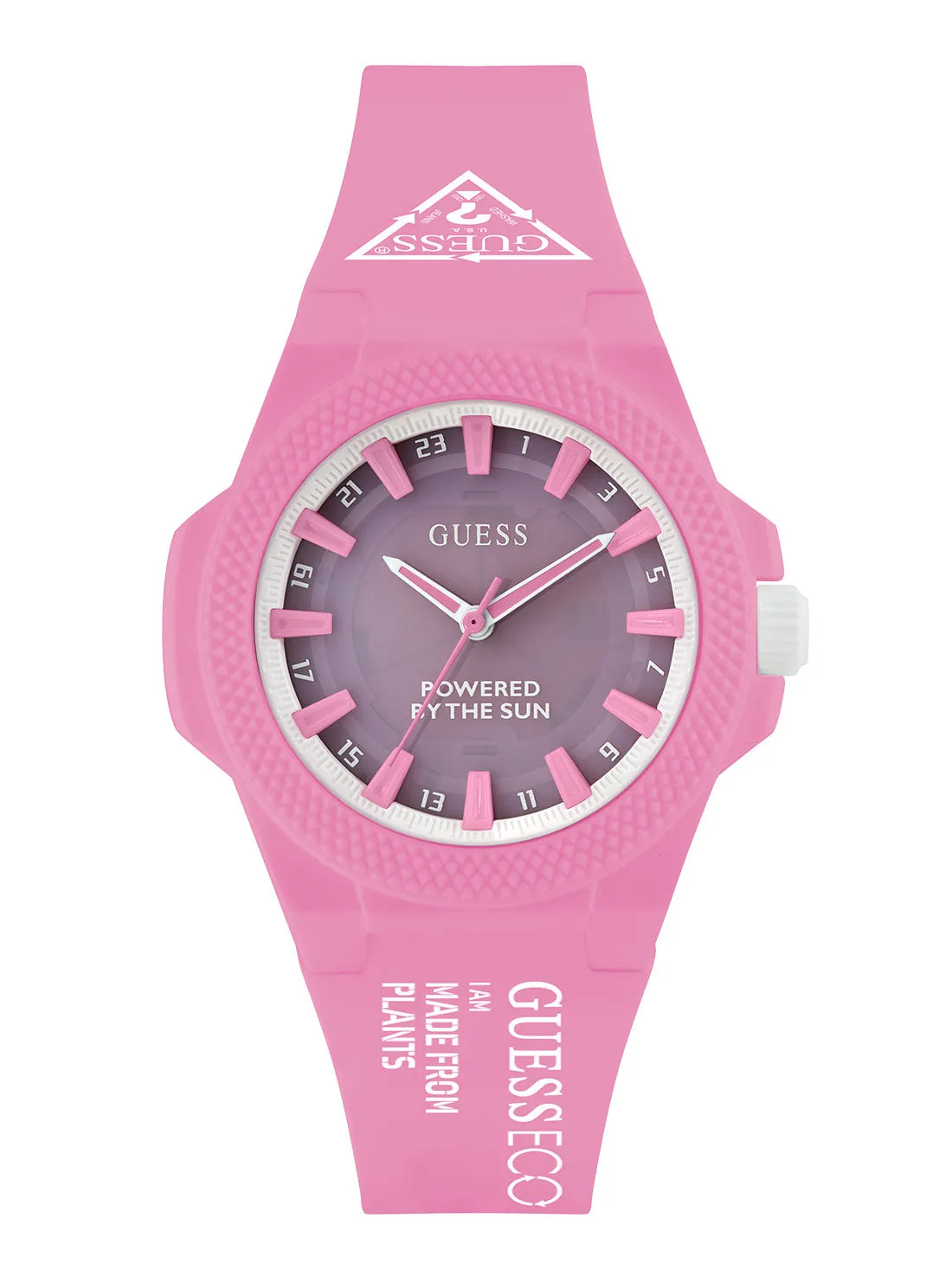 Eco Pink Outspoken Solar Nylon Watch Guess
