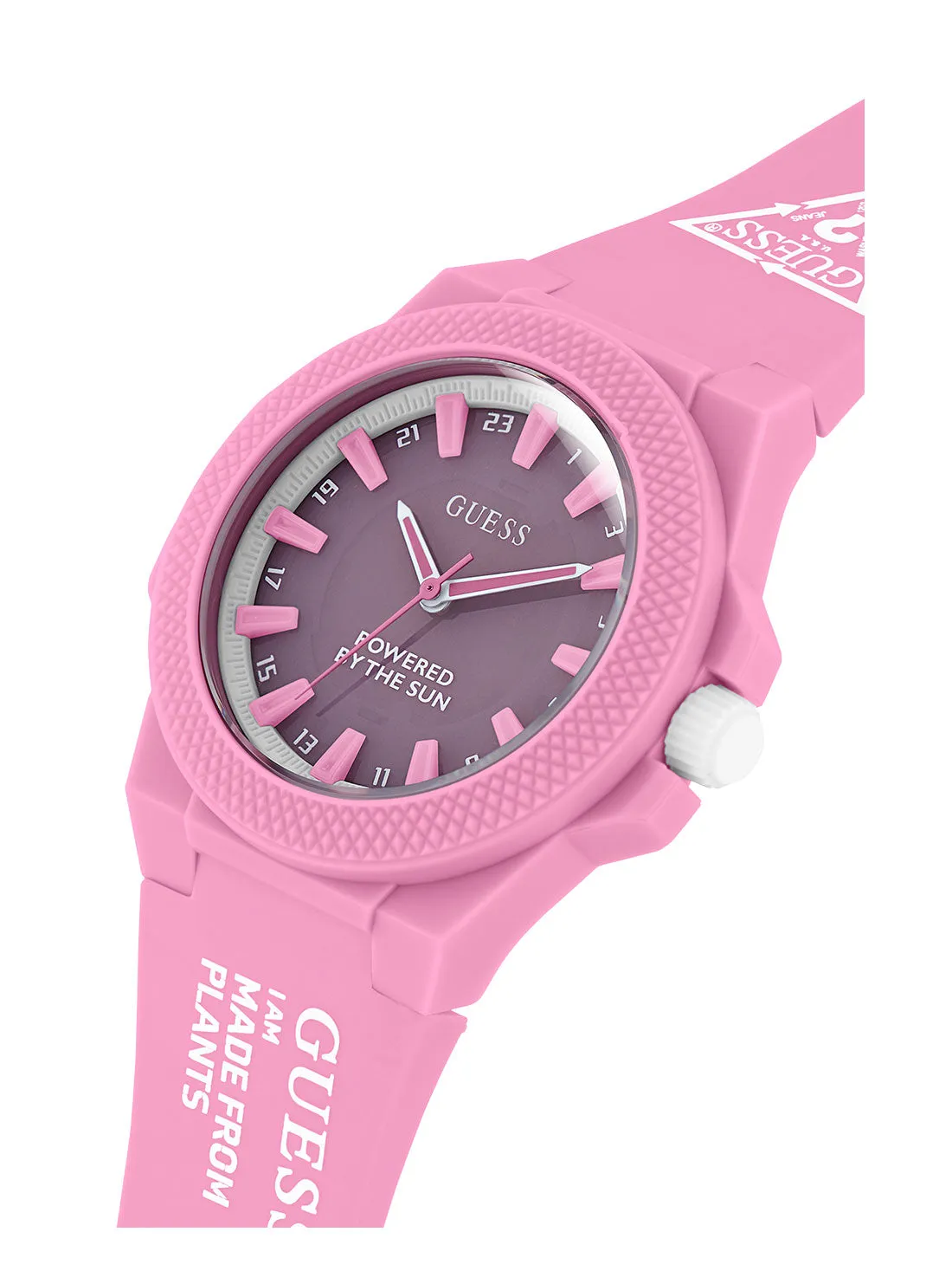 Eco Pink Outspoken Solar Nylon Watch Guess