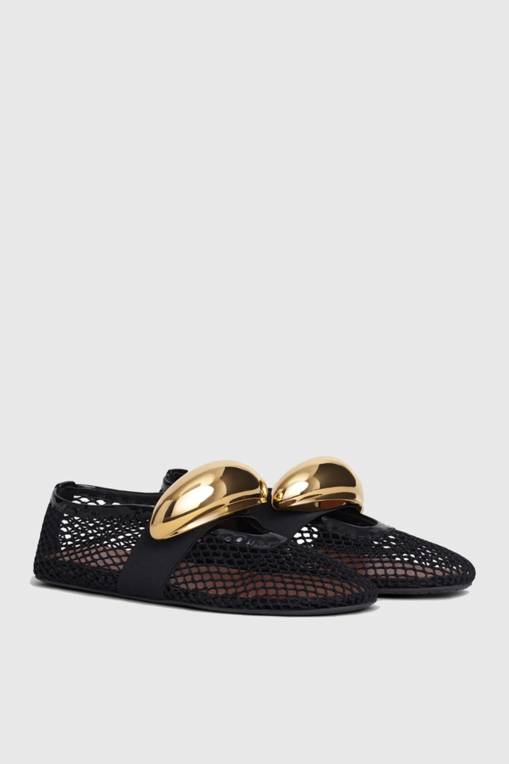 Emerson Hardware Buckle Fishnet Ballet Flats Gloria Lanvin