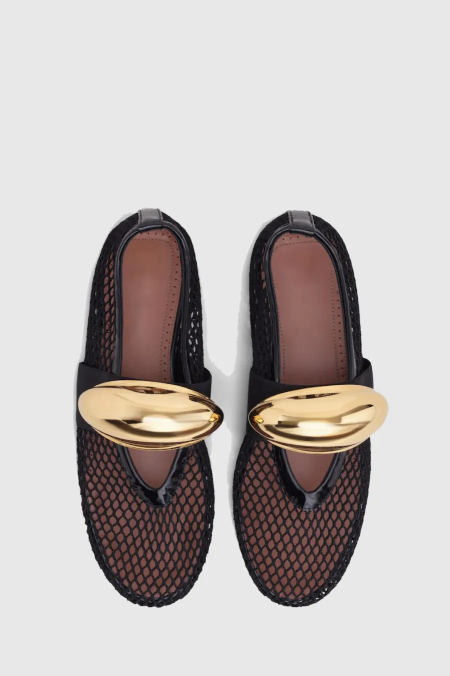 Emerson Hardware Buckle Fishnet Ballet Flats Gloria Lanvin