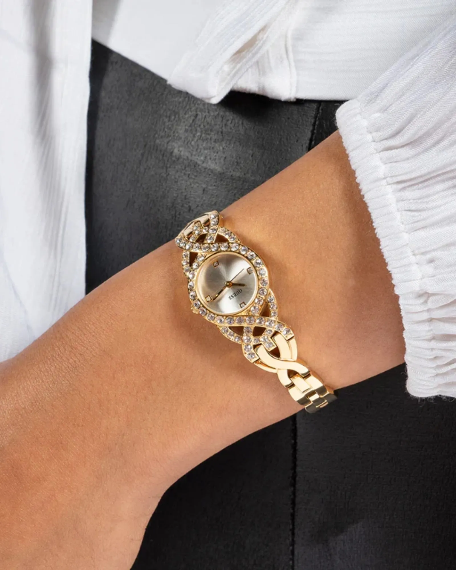 Gold Adorn Crystal Watch Guess