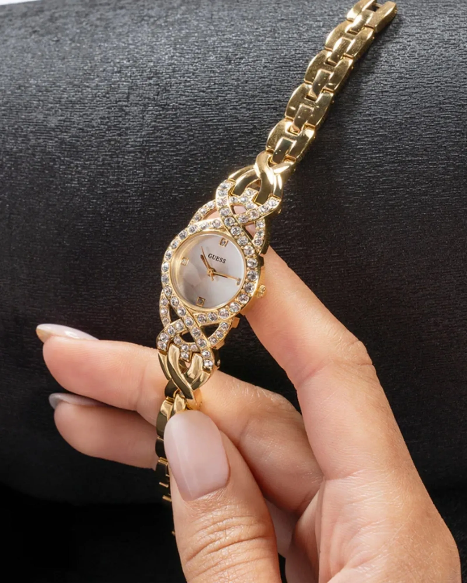 Gold Adorn Crystal Watch Guess