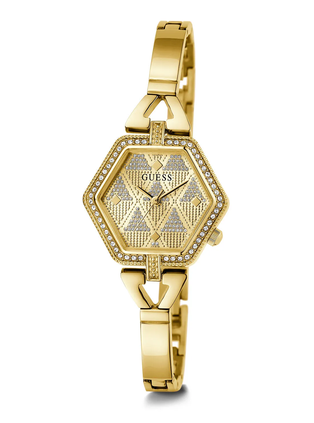 Gold Audrey Glitz Hexagonal Link Watch Guess
