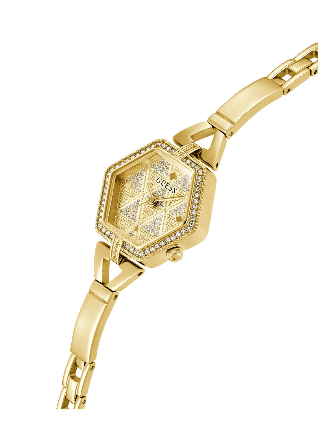 Gold Audrey Glitz Hexagonal Link Watch Guess