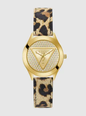 Gold Glitz Animal Print Leather Watch Guess