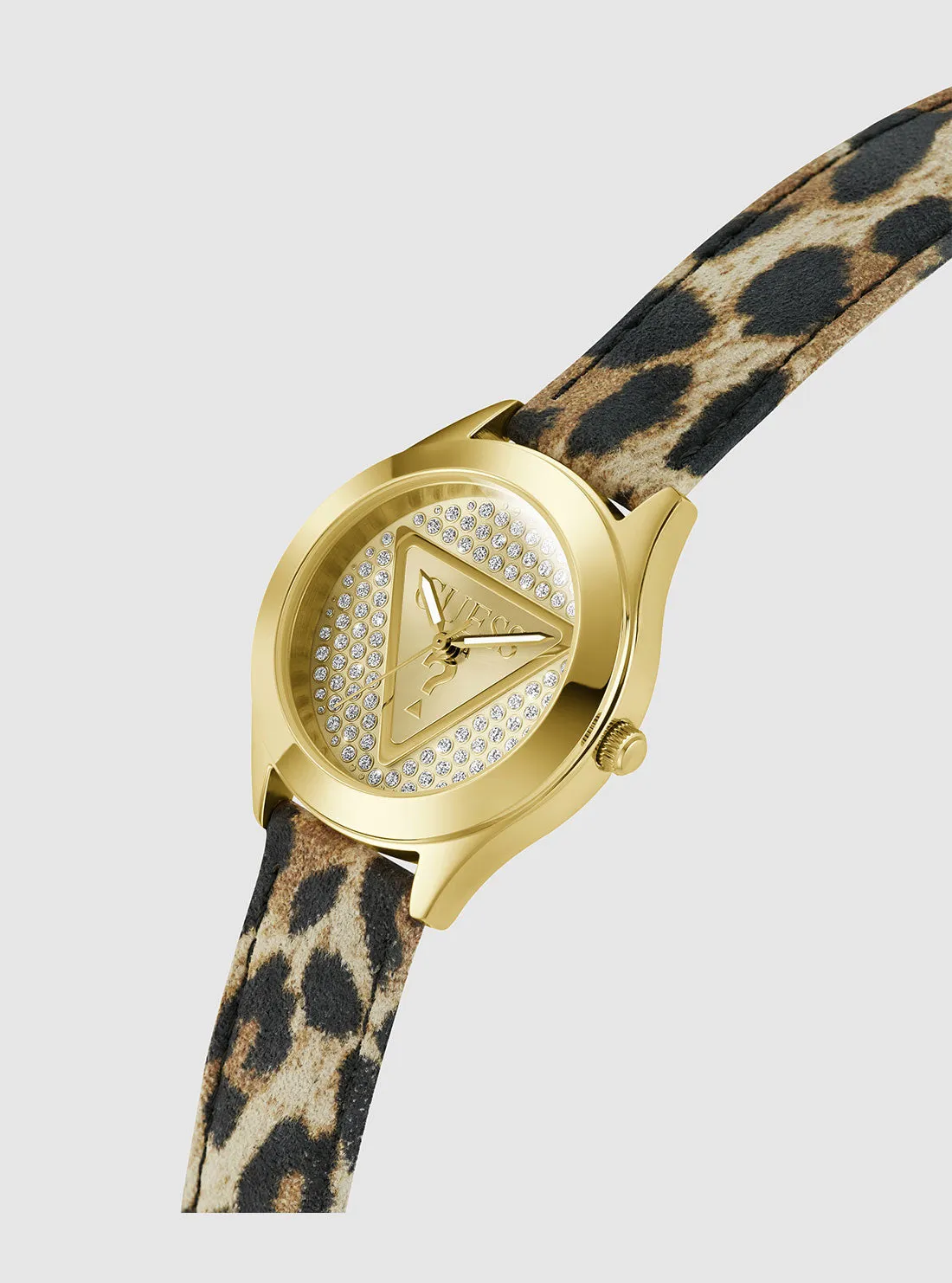 Gold Glitz Animal Print Leather Watch Guess