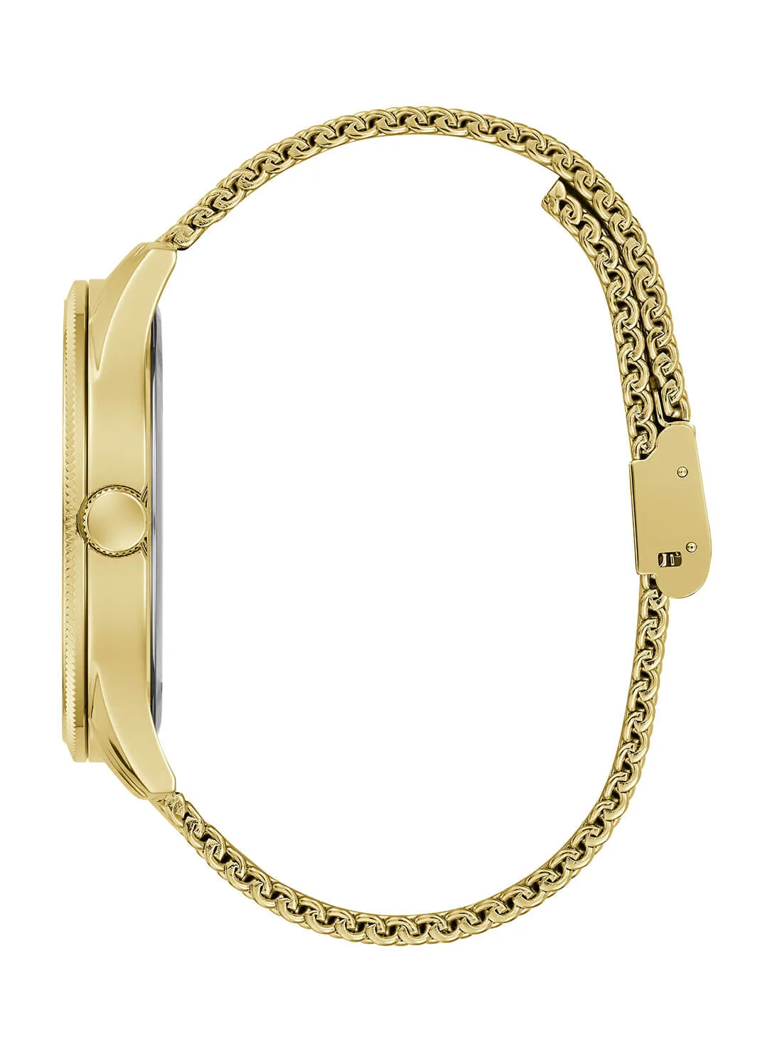 Gold Reputation Black Logo Mesh Watch Guess