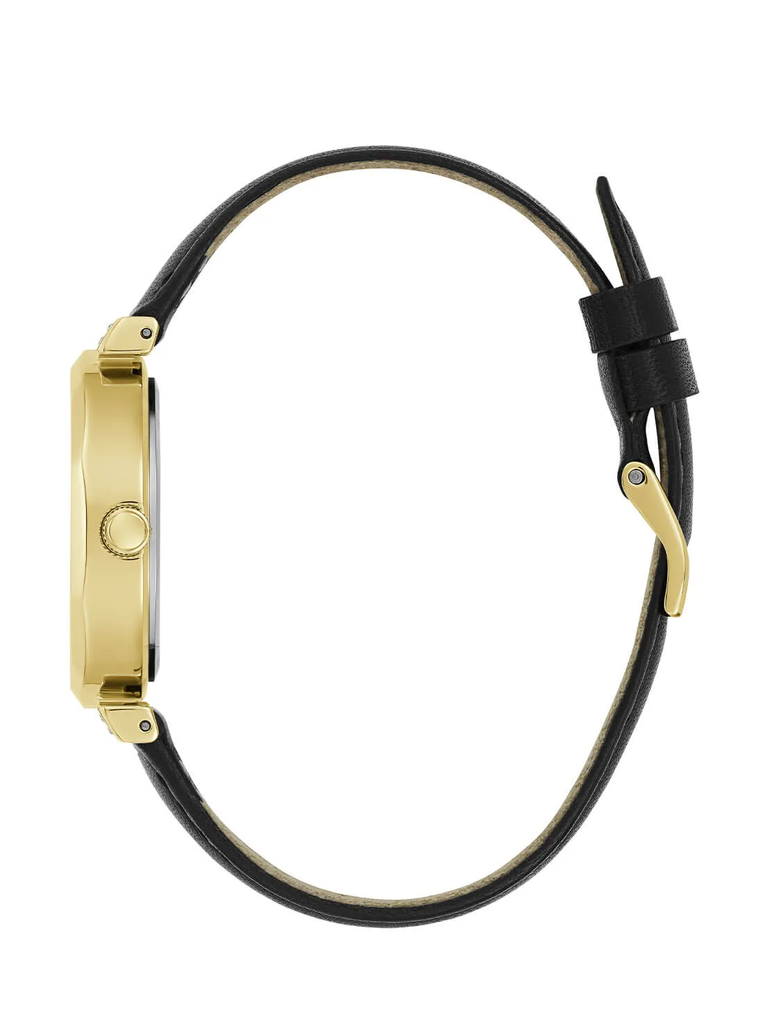 Gold Rumour Black Leather Watch Guess