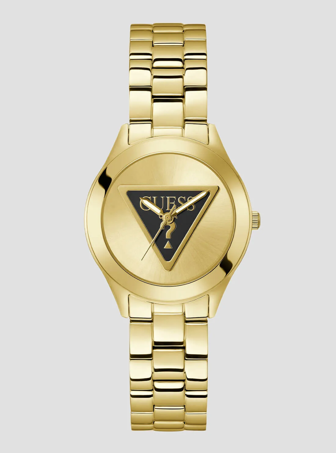 Gold Tri Plaque Black Link Watch Guess