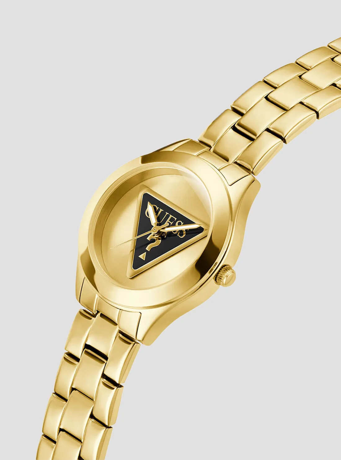 Gold Tri Plaque Black Link Watch Guess